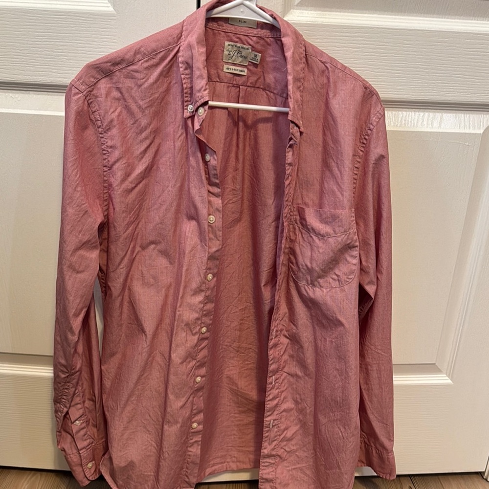 J. Crew pink Secret Wash cotton poplin shirt
